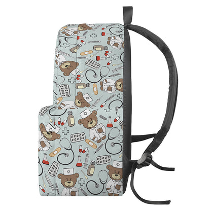 Teddy Bear Doctor Pattern Print Backpack