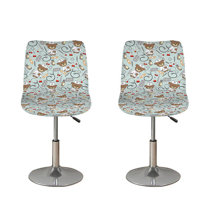 Teddy Bear Doctor Pattern Print Bar Stool Covers
