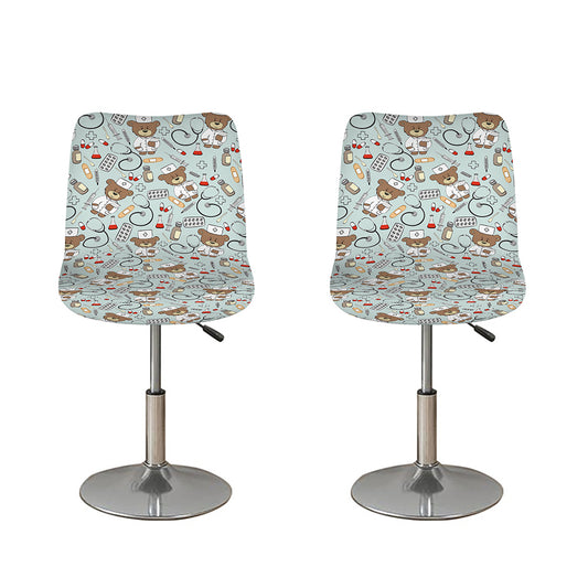 Teddy Bear Doctor Pattern Print Bar Stool Covers