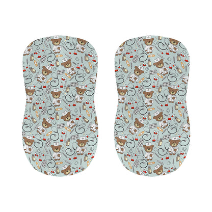 Teddy Bear Doctor Pattern Print Bar Stool Covers