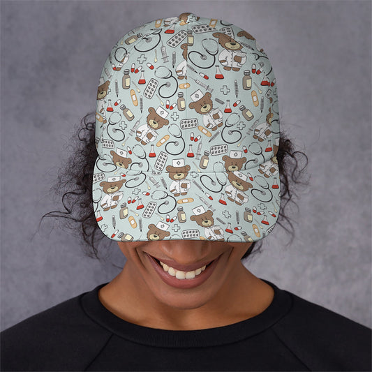 Teddy Bear Doctor Pattern Print Baseball Cap