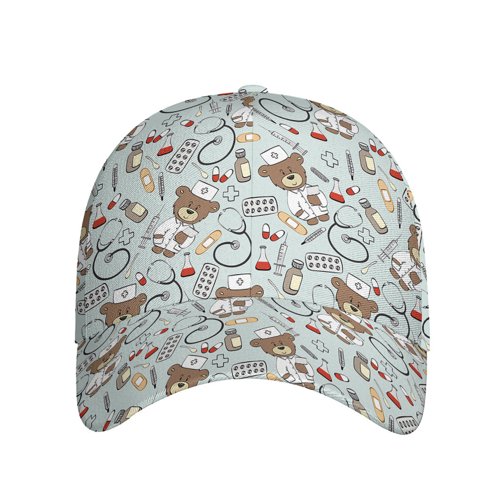 Teddy Bear Doctor Pattern Print Baseball Cap
