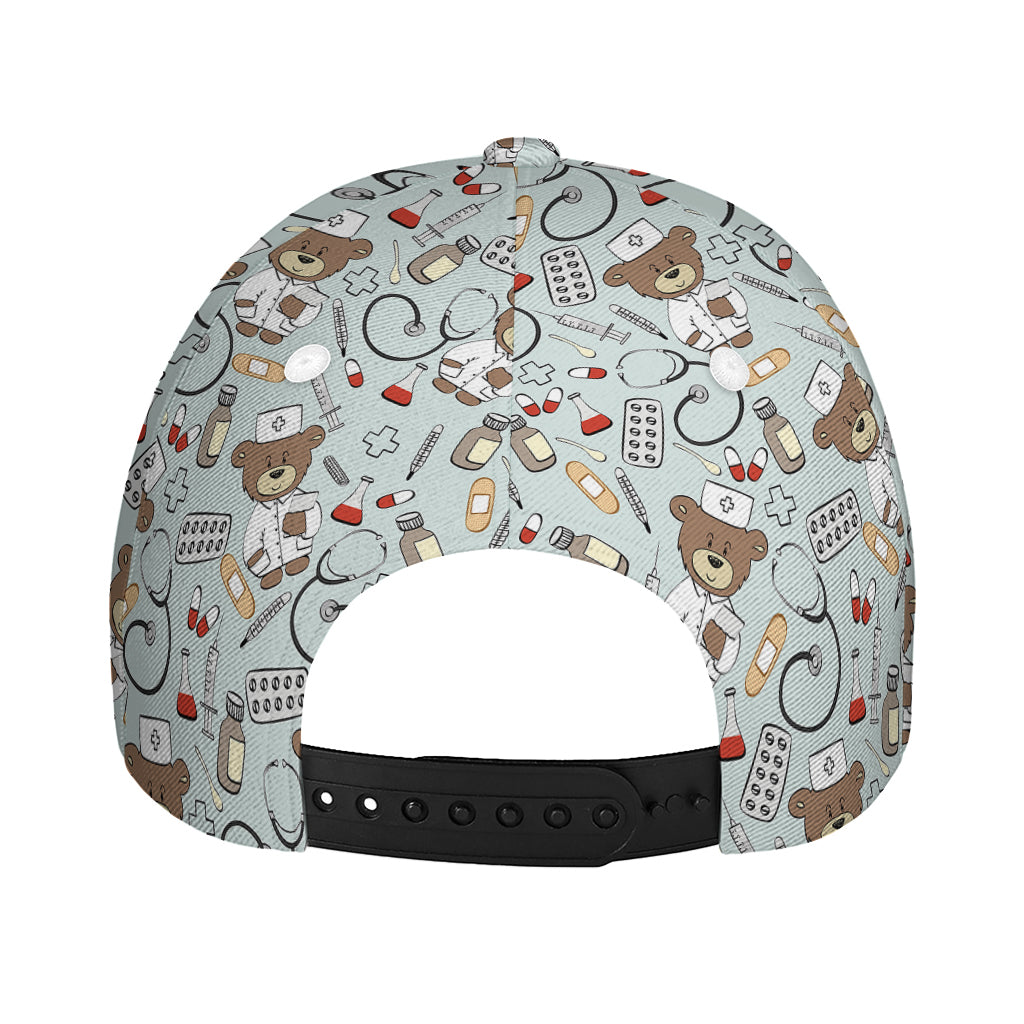 Teddy Bear Doctor Pattern Print Baseball Cap