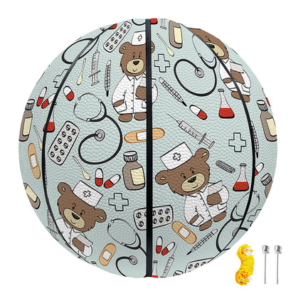 Teddy Bear Doctor Pattern Print Basketball
