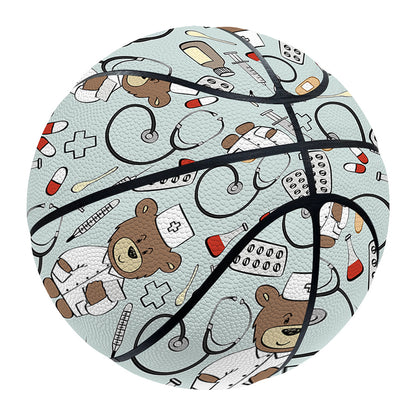 Teddy Bear Doctor Pattern Print Basketball