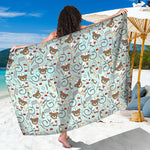 Teddy Bear Doctor Pattern Print Beach Sarong Wrap