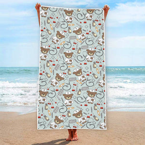 Teddy Bear Doctor Pattern Print Beach Towel