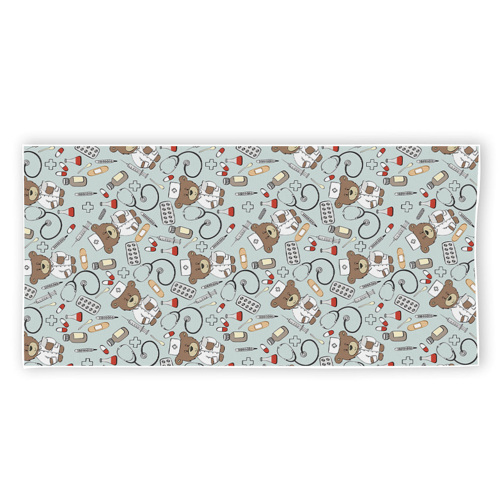 Teddy Bear Doctor Pattern Print Beach Towel