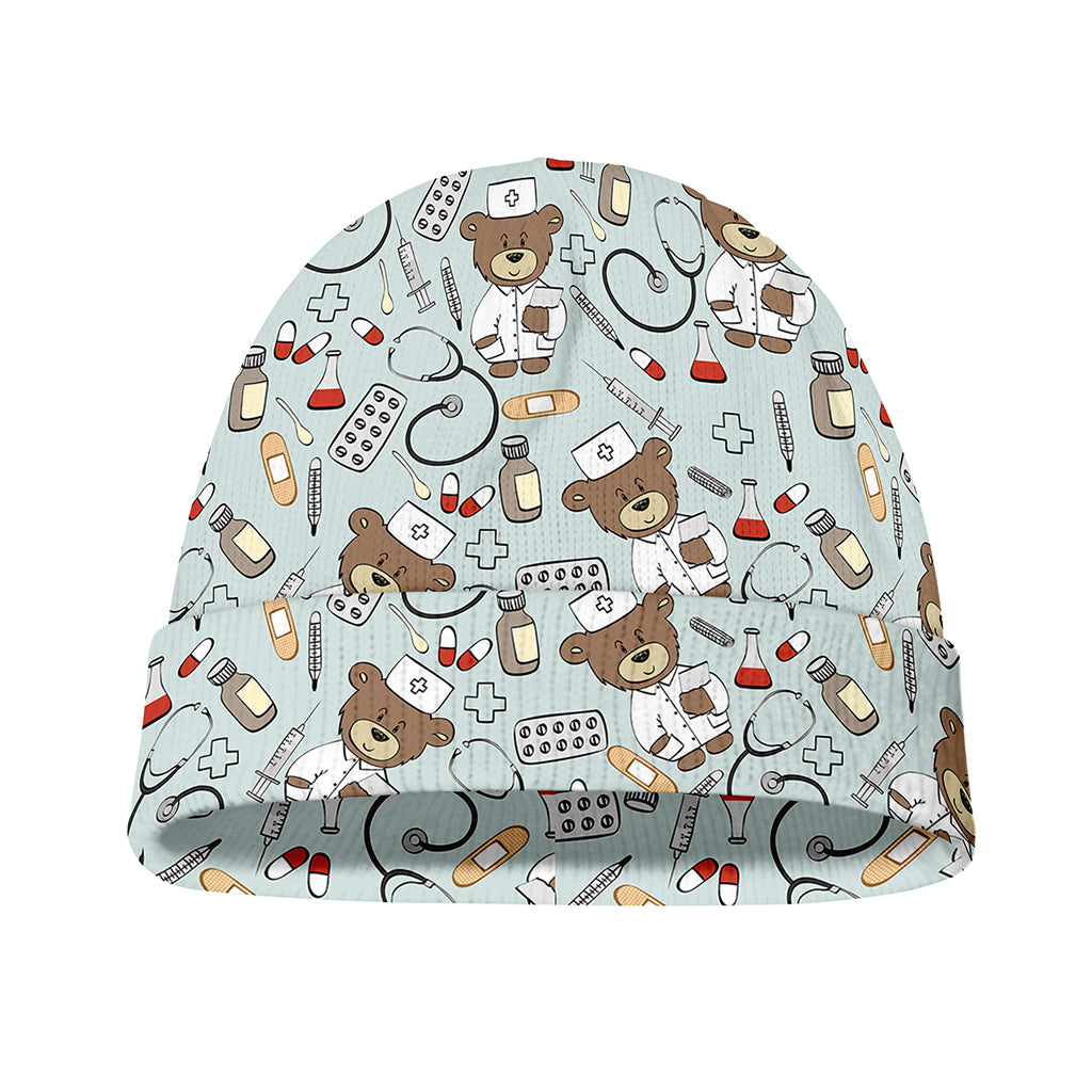 Teddy Bear Doctor Pattern Print Beanie