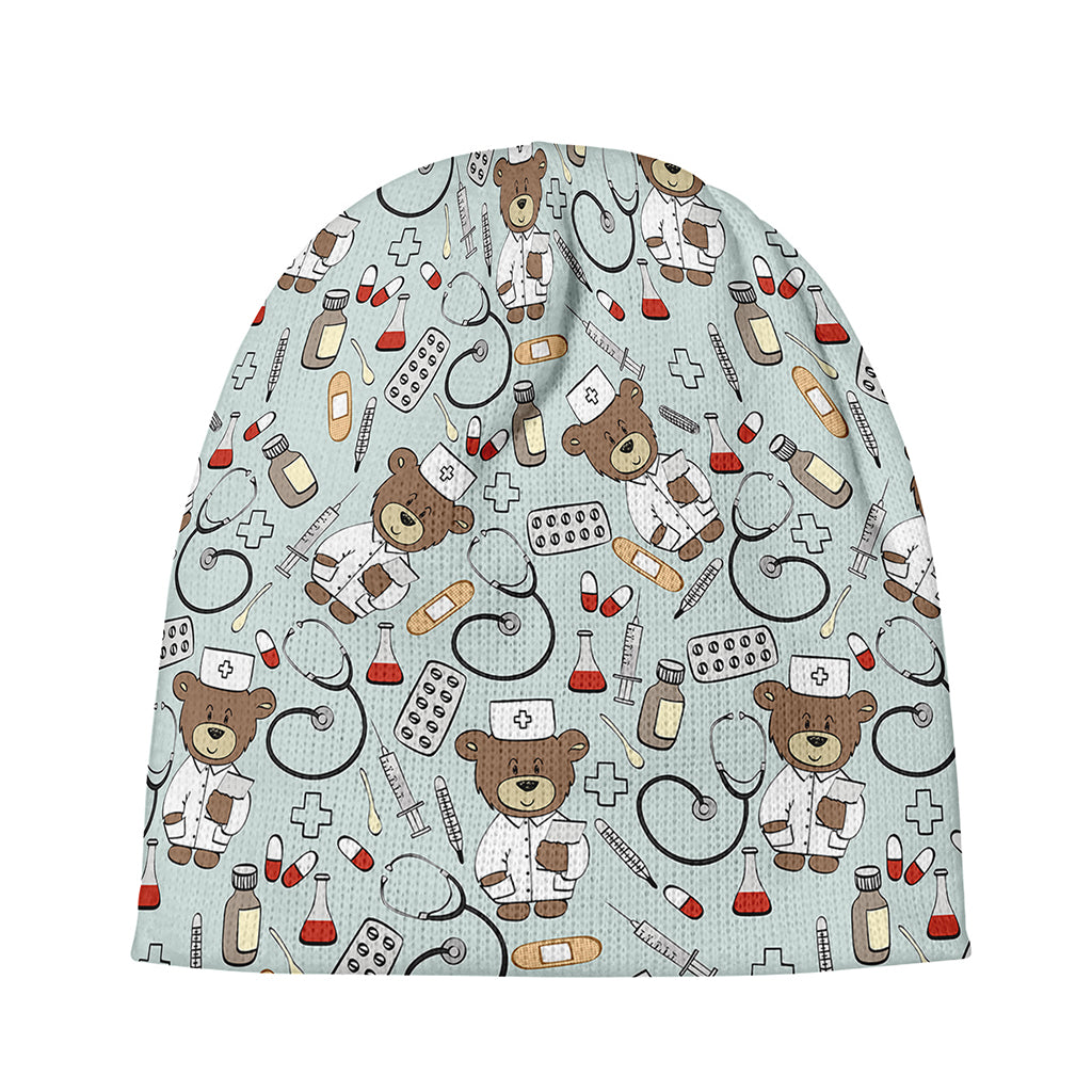 Teddy Bear Doctor Pattern Print Beanie