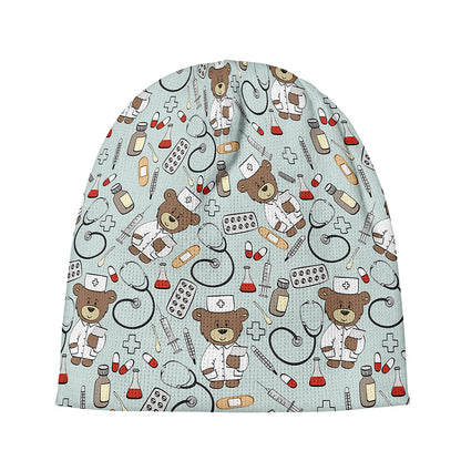 Teddy Bear Doctor Pattern Print Beanie