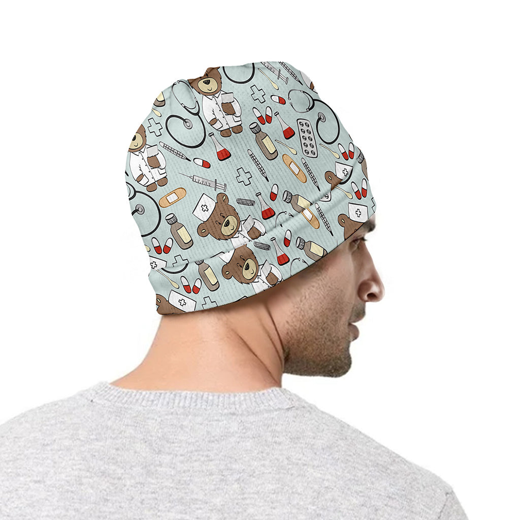 Teddy Bear Doctor Pattern Print Beanie
