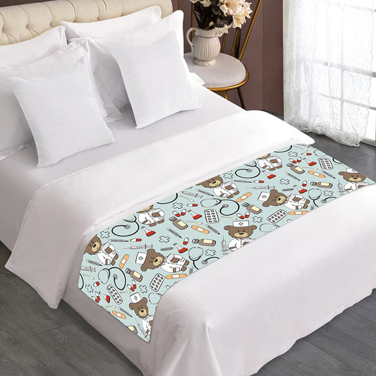 Teddy Bear Doctor Pattern Print Bed Runner