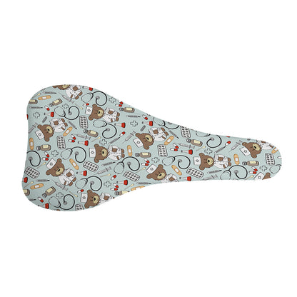 Teddy Bear Doctor Pattern Print Bicycle Seat Cover