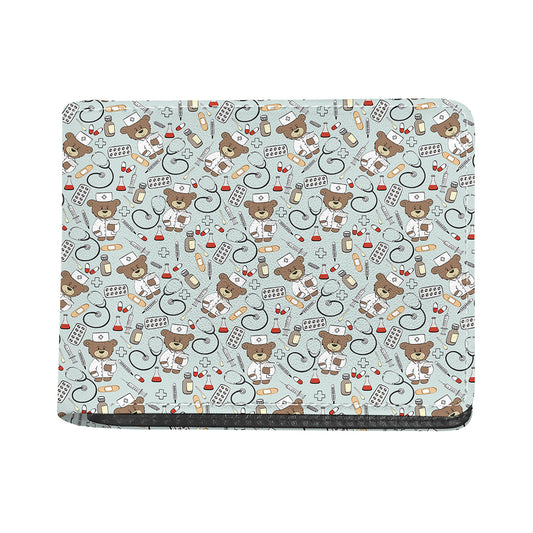 Teddy Bear Doctor Pattern Print Bifold Wallet