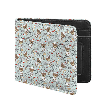 Teddy Bear Doctor Pattern Print Bifold Wallet