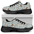 Teddy Bear Doctor Pattern Print Black Chunky Shoes
