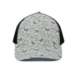 Teddy Bear Doctor Pattern Print Black Mesh Trucker Cap