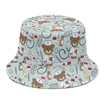 Teddy Bear Doctor Pattern Print Bucket Hat