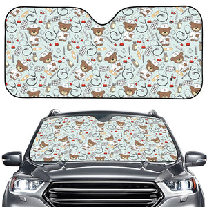 Teddy Bear Doctor Pattern Print Car Windshield Sun Shade