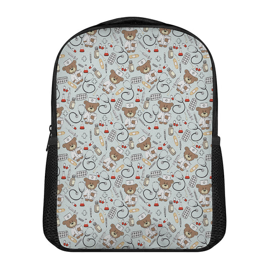 Teddy Bear Doctor Pattern Print Casual Backpack