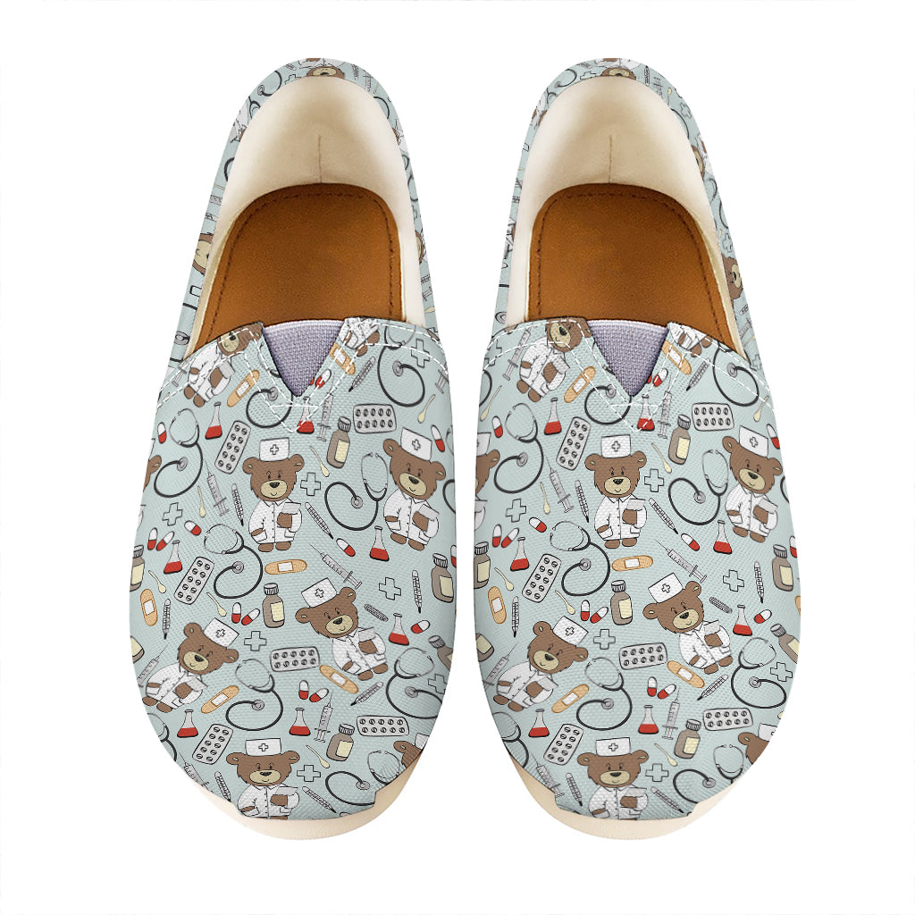 Teddy Bear Doctor Pattern Print Casual Shoes