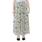 Teddy Bear Doctor Pattern Print Chiffon Maxi Skirt