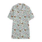 Teddy Bear Doctor Pattern Print Cotton Hawaiian Shirt