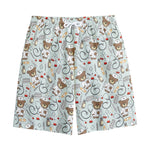 Teddy Bear Doctor Pattern Print Cotton Shorts
