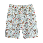 Teddy Bear Doctor Pattern Print Cotton Shorts