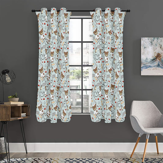 Teddy Bear Doctor Pattern Print Curtain