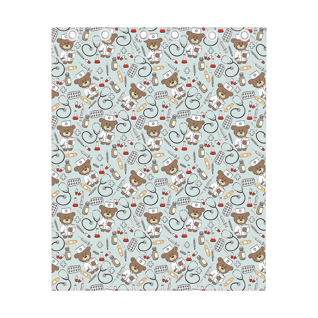 Teddy Bear Doctor Pattern Print Curtain