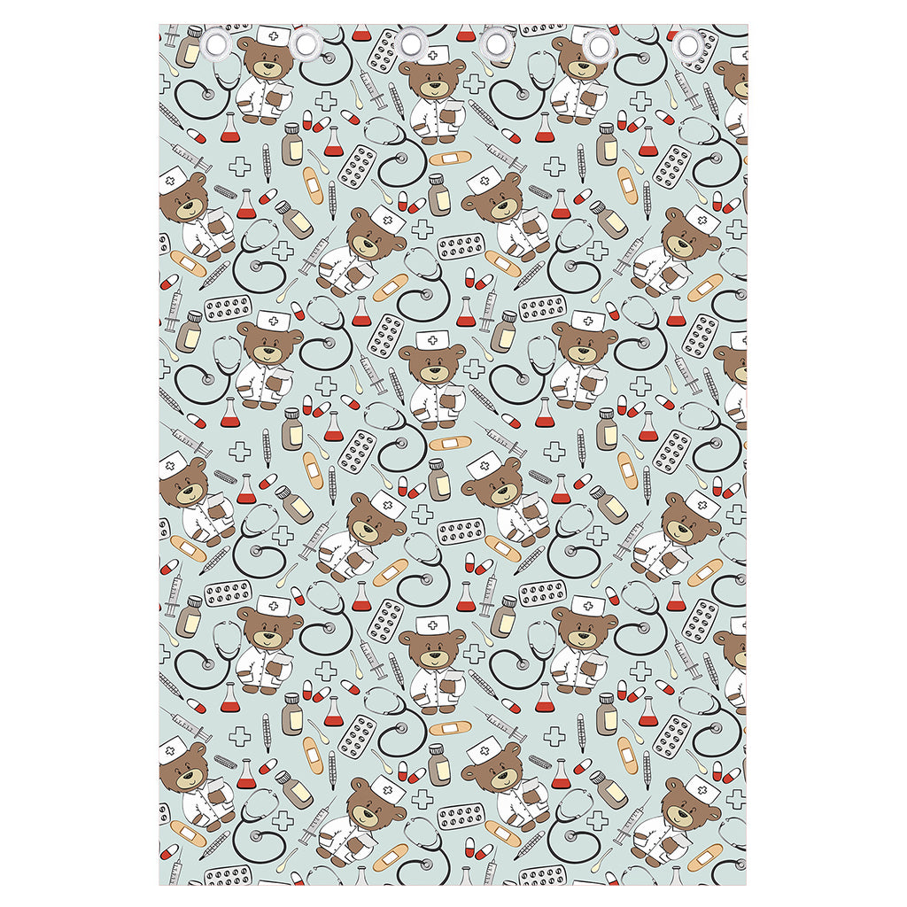 Teddy Bear Doctor Pattern Print Curtain