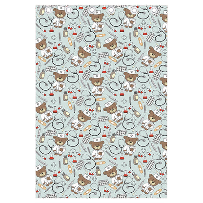 Teddy Bear Doctor Pattern Print Curtain