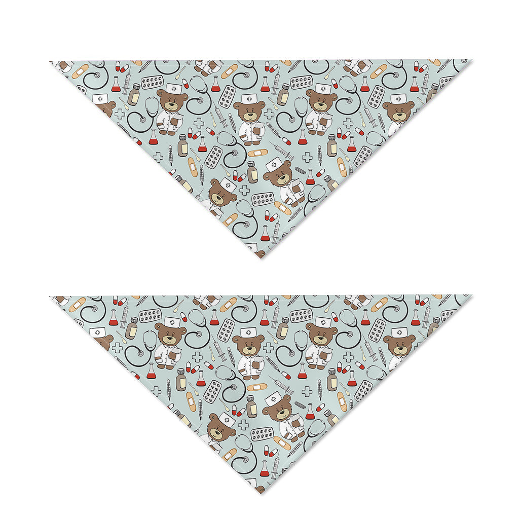 Teddy Bear Doctor Pattern Print Dog Bandana