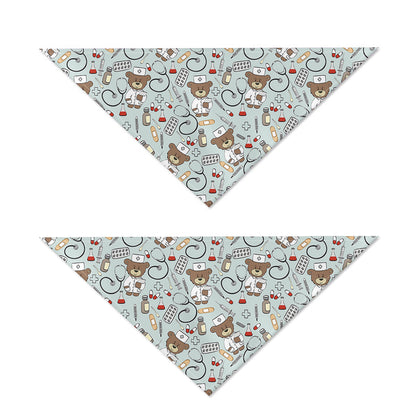 Teddy Bear Doctor Pattern Print Dog Bandana