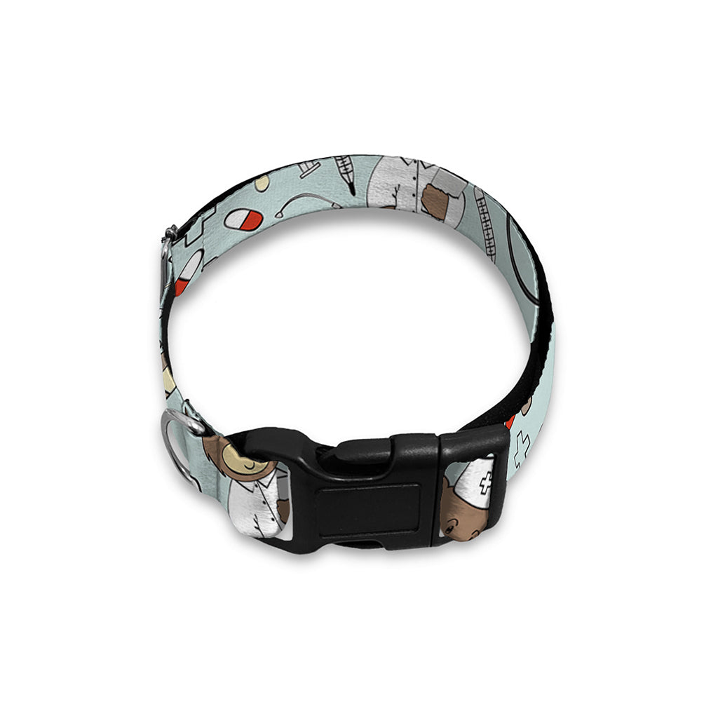Teddy Bear Doctor Pattern Print Dog Collar