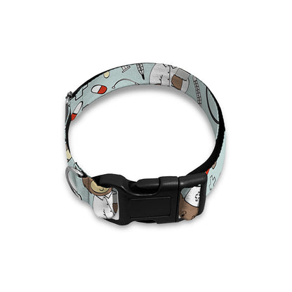 Teddy Bear Doctor Pattern Print Dog Collar