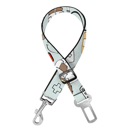 Teddy Bear Doctor Pattern Print Dog Seat Belt