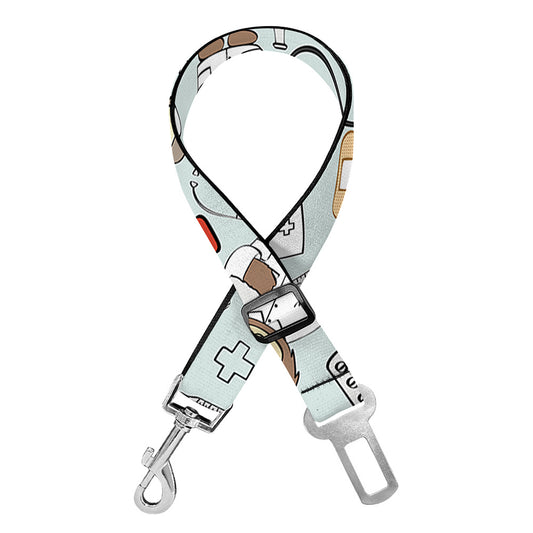 Teddy Bear Doctor Pattern Print Dog Seat Belt