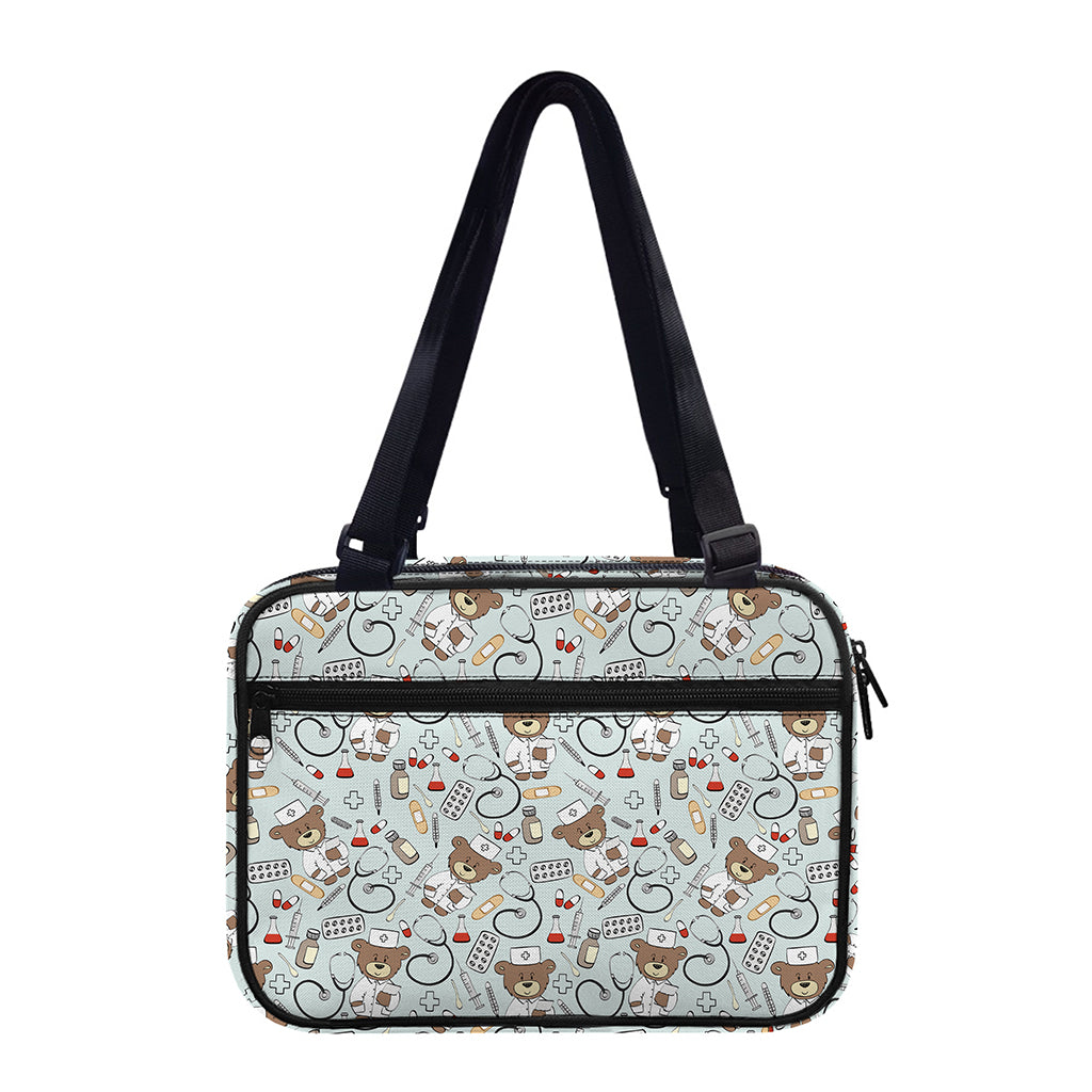 Teddy Bear Doctor Pattern Print Double Strap Bible Bag