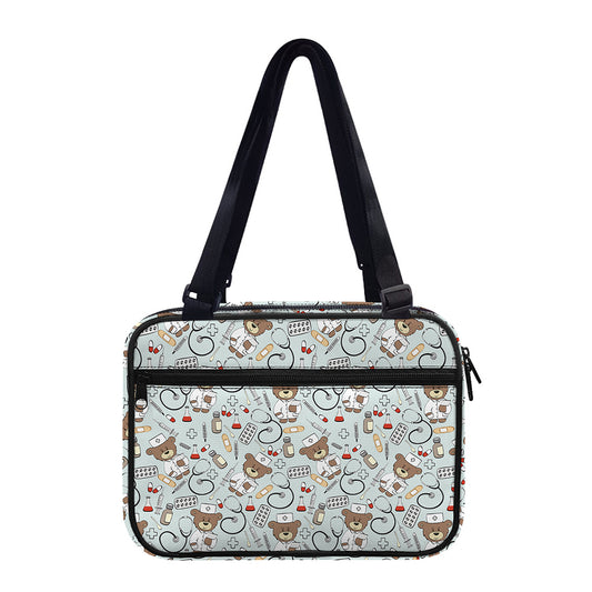 Teddy Bear Doctor Pattern Print Double Strap Bible Bag