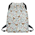 Teddy Bear Doctor Pattern Print Drawstring Backpack