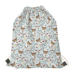 Teddy Bear Doctor Pattern Print Drawstring Bag