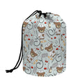 Teddy Bear Doctor Pattern Print Drawstring Makeup Bag