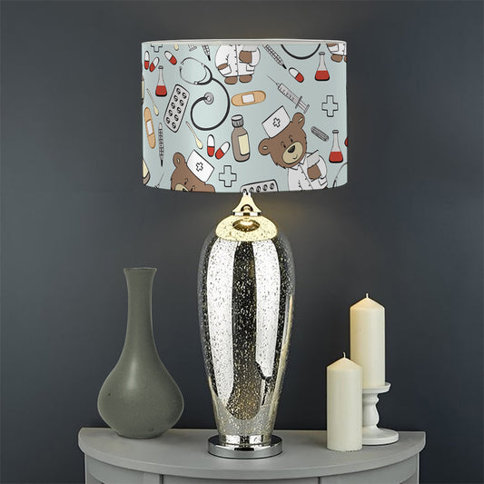Teddy Bear Doctor Pattern Print Drum Lamp Shade