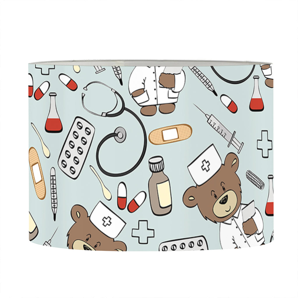 Teddy Bear Doctor Pattern Print Drum Lamp Shade