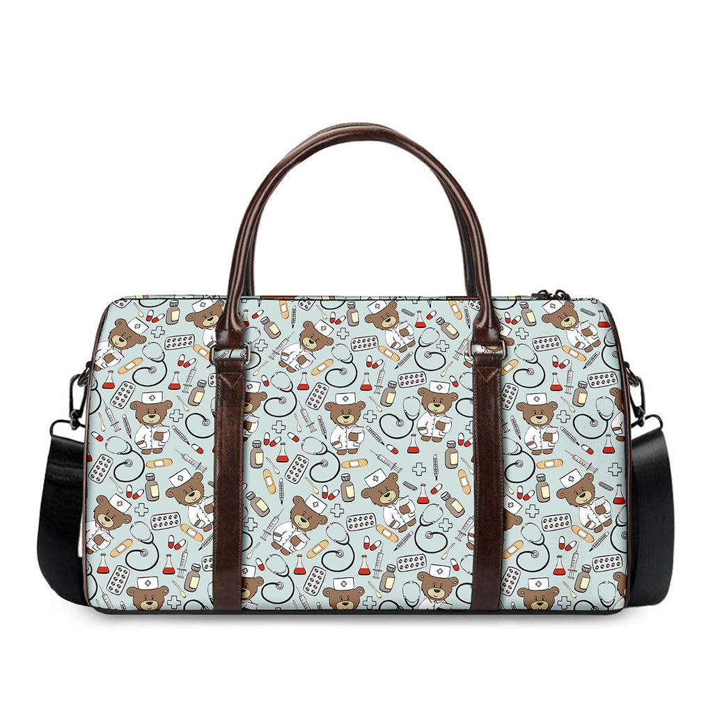 Teddy Bear Doctor Pattern Print Duffle Bag