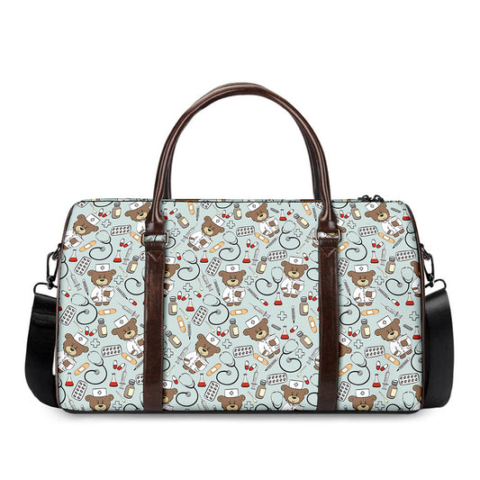 Teddy Bear Doctor Pattern Print Duffle Bag