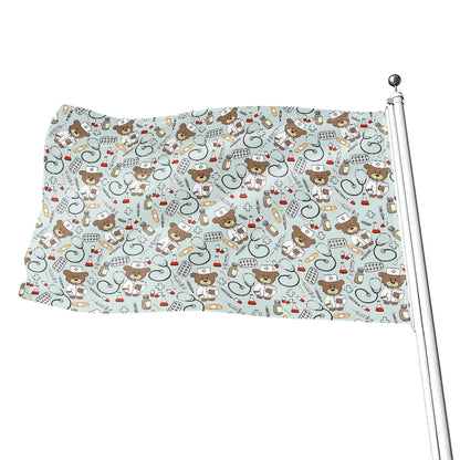 Teddy Bear Doctor Pattern Print Flag